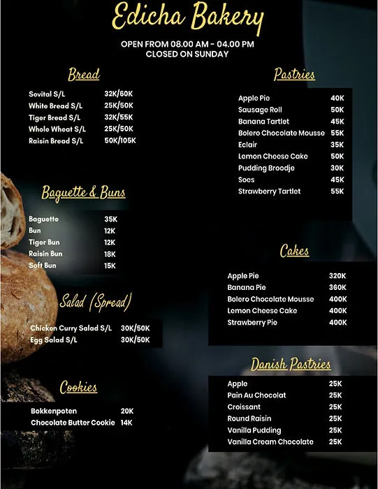 Menu Edicha Bakery 1